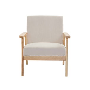 Fauteuil scandinave bois de peuplier, d'hévéa et velours côtelé ISAK