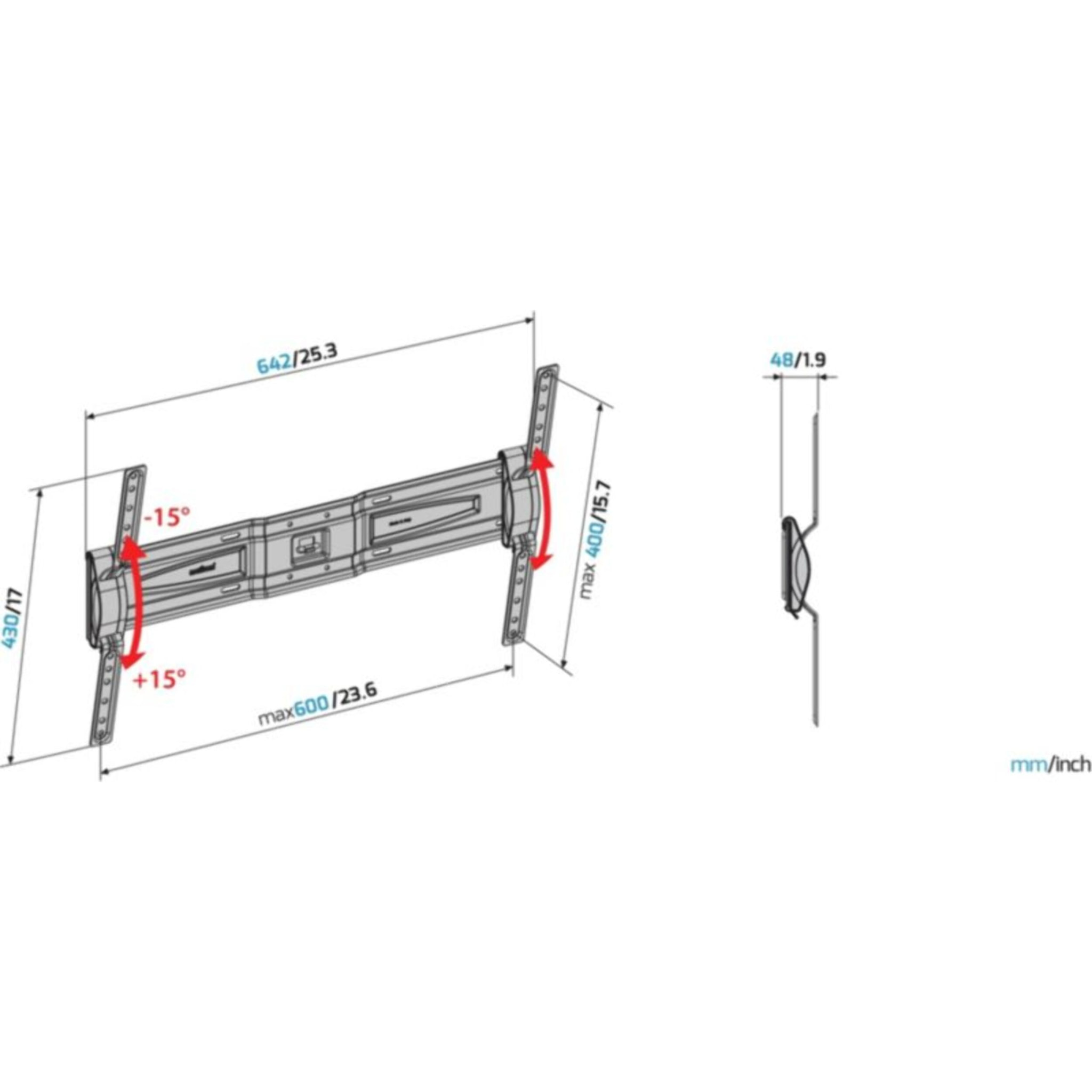 Support mural TV MELICONI inclinable GS T600 - TV 50-82p