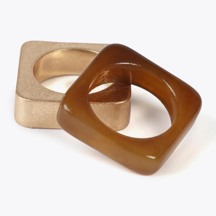 Set Anelli Quadrati Bicolore