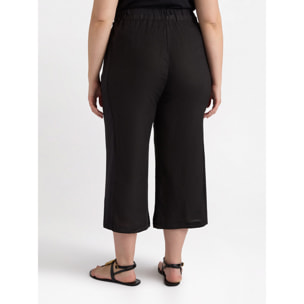 Fiorella Rubino - Pantaloni in lino e jersey con lacci - Nero
