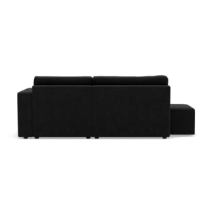 Topaze - canapé d'angle droit 4 places convertible avec coffre sans accoudoir en velours côtelé - Noir
