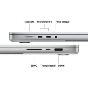 Ordinateur Apple MACBOOK Pro 16" Puce M5 Pro CPU 18 / GPU 20 coeurs Mémoire RAM 48Go Stockage 1To SSD XDR Argent