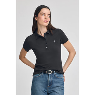 Polo nera a maniche corte in cotone con ricamo Rigby Best