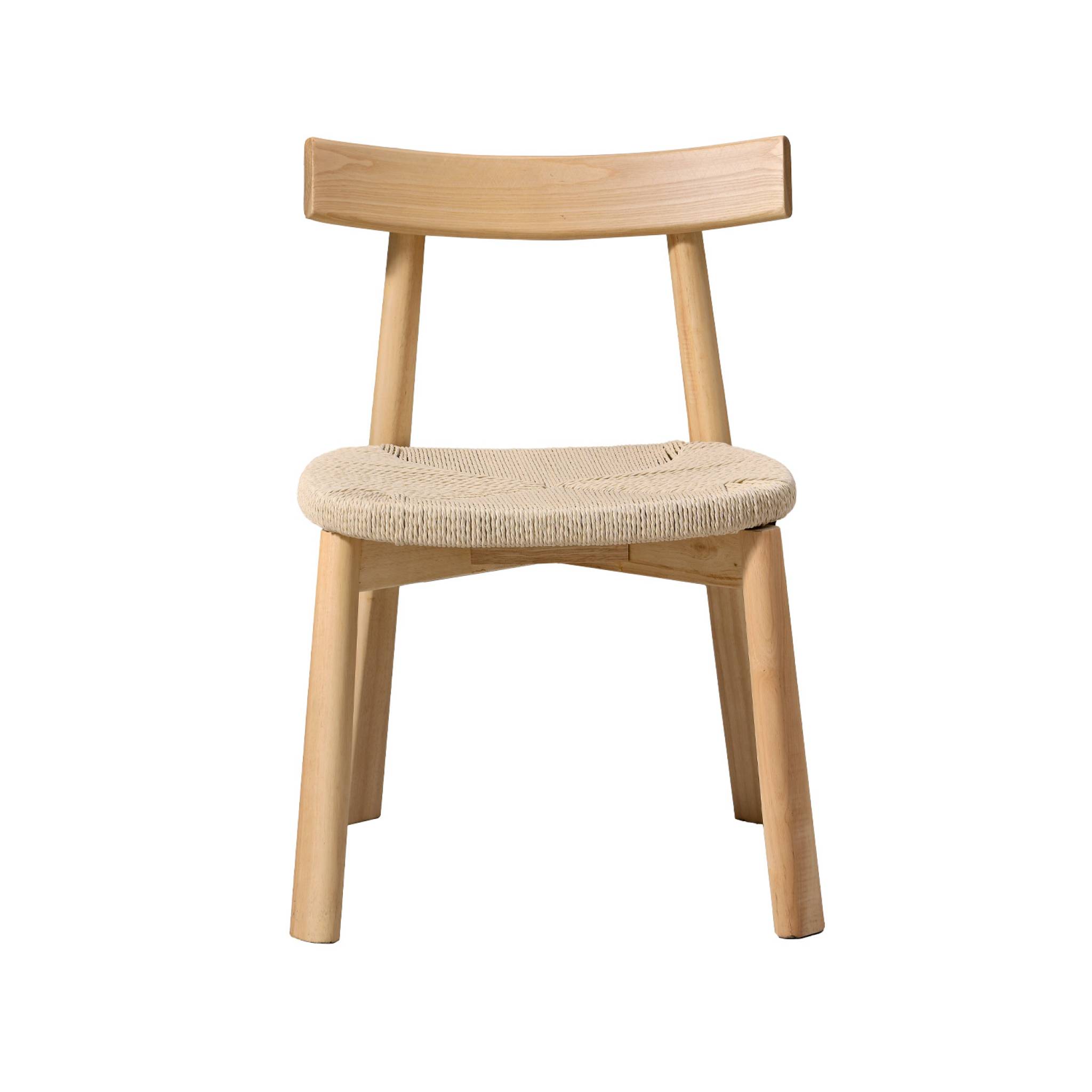 Lot de 2 chaises scandinaves en bois d'hévéa naturel et assise en corde beige