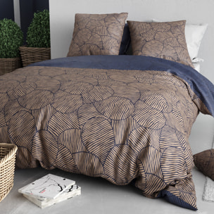 Parure housse de couette imprimé 100% coton - ninon - bleu