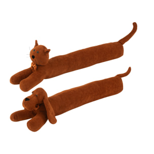 J-Line boudin de porte Chien/Chat Bouclé - textile - cognac - 2 pcs
