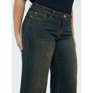Fiorella Rubino - Jeans Wide Leg con applicazioni luminose - Blu