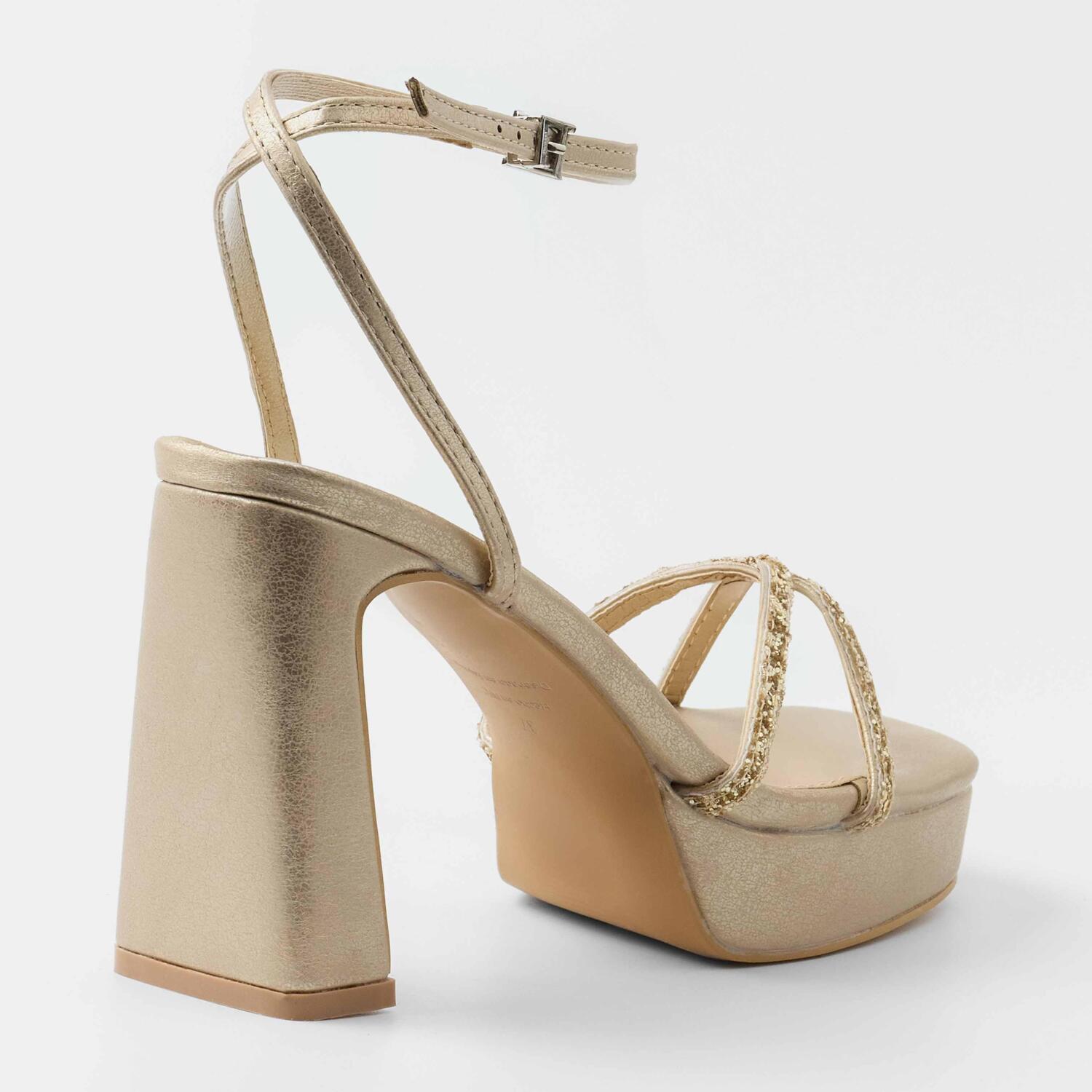 Sandalias de tacón GRETA DORADO GLITTER 10 cm