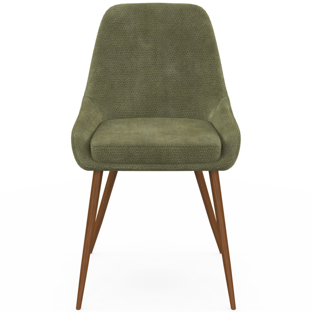 Chaises Olivia velours chenille vert pieds métal effet noyer - lot de 4
