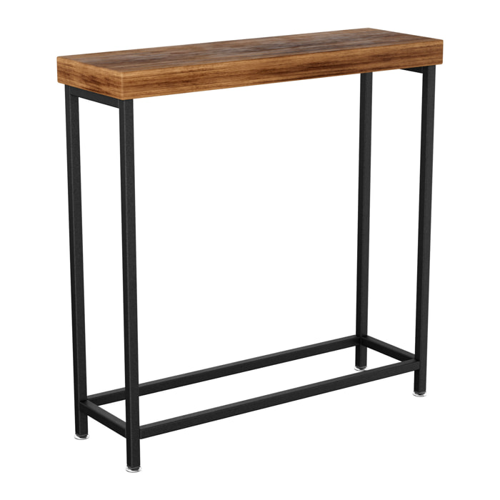 Nikki - Consolle ingresso soggiorno rettangolare 75x75x24 cm stile industrial in metallo e MDF bleach