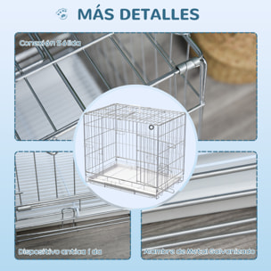 Jaula Plegable para Perros Perrera Metálica 61x43x50 cm Jaula Metálica para Perros con Bandeja Extraíble y 2 Puertas con Pestillo Blanco