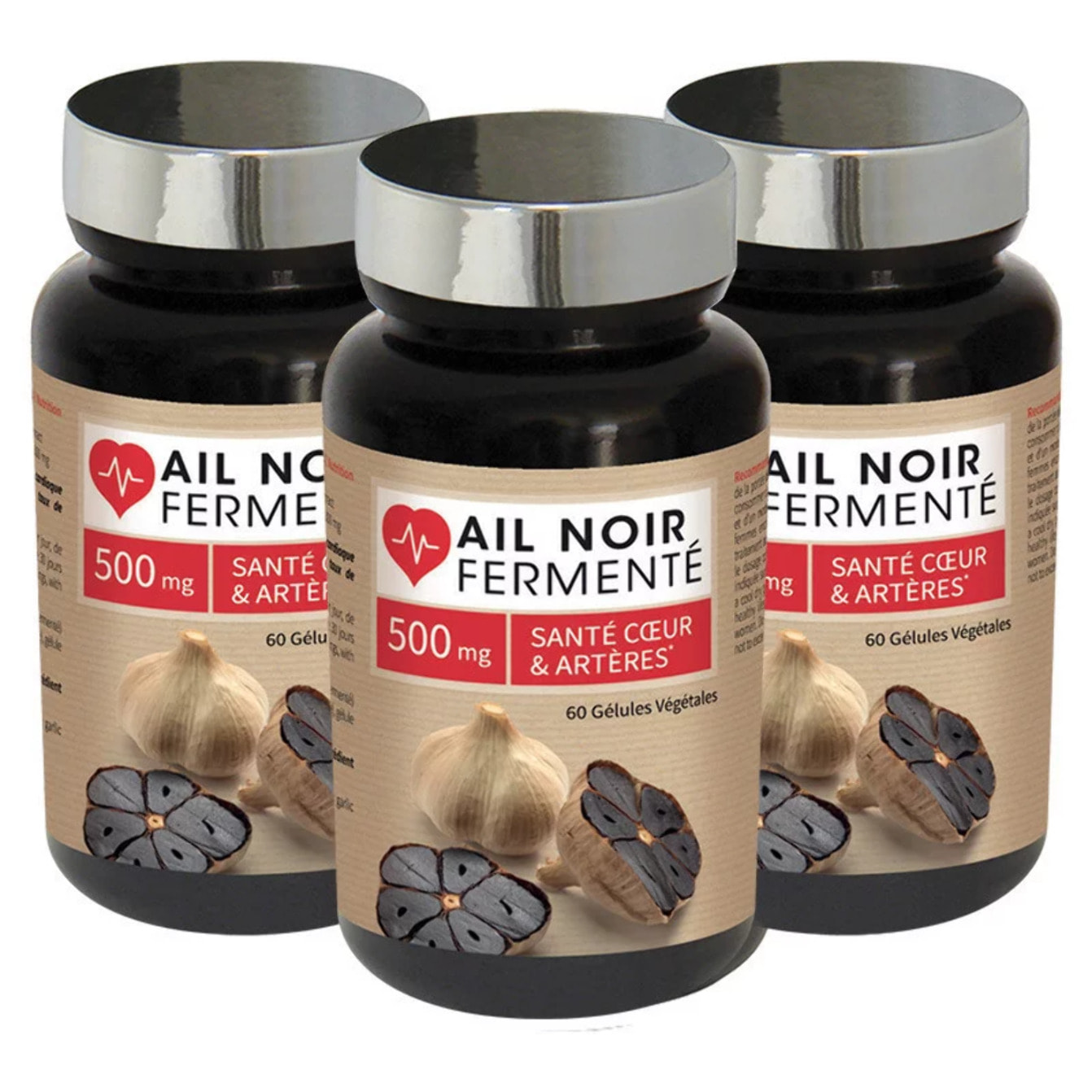 NUTRIEXPERT - Ail Noir Fermenté - Contribue au maintien de la santé cardiaque et vasculaire - Sans gluten -  Lot de 3 produits