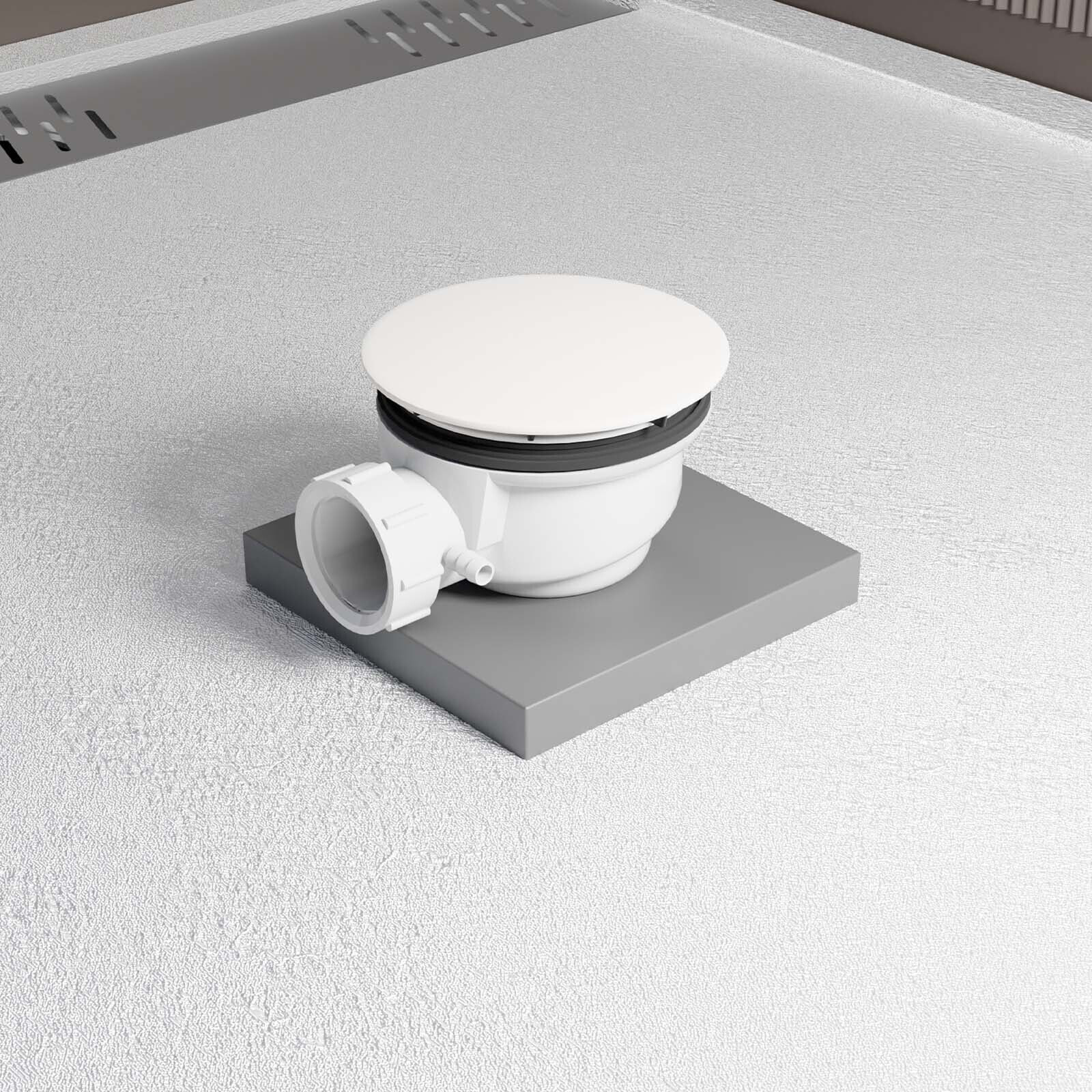 Bonde de Receveur Diamètre 90 mm - Capot blanc mat - Evacuation Horizontale