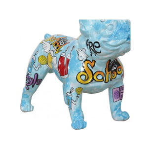 Statue chien bouledogue street art multicolore H41cm - SOHOO