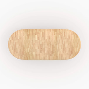 Table extensible en bois d'hévéa massif clair 6 à 10 personnes - Oli