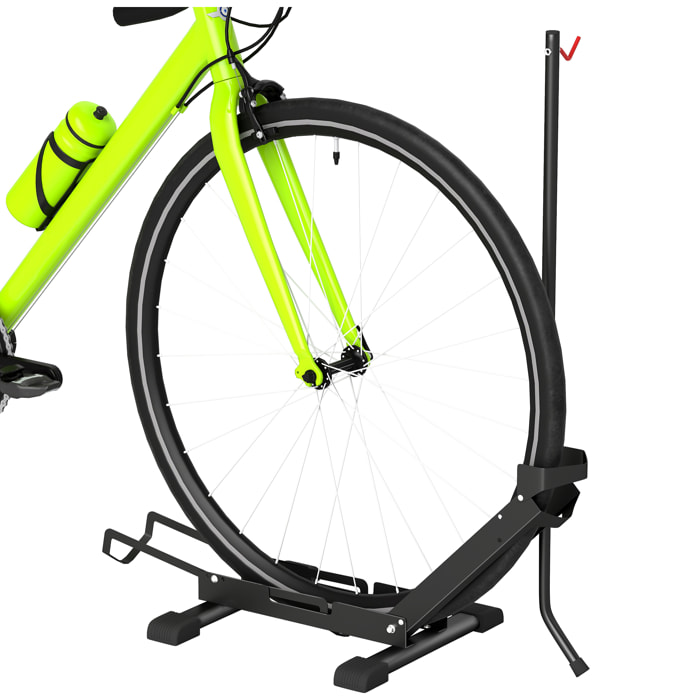 Soporte para Bicicletas de Suelo Plegable Vertical y Horizontal Altura Ajustable para Ruedas 20"-29" Aparca Bicis de Suelo de Acero Portátil para Casa Garaje Taller Negro