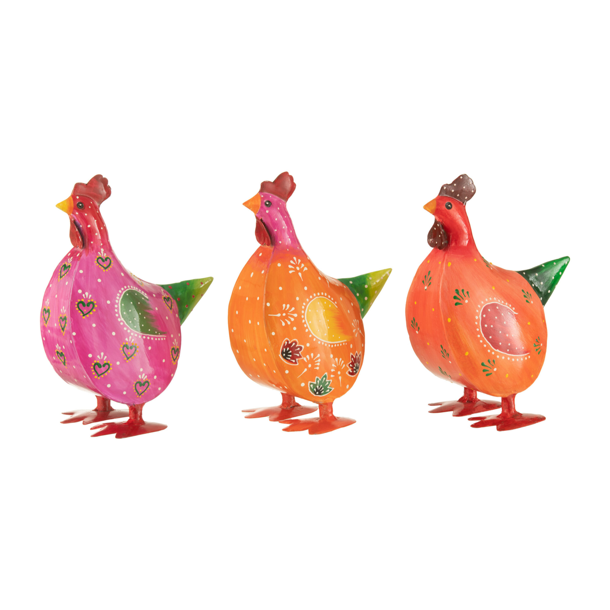 J-Line décoration Coq - acier - mix - small - 3 pièces