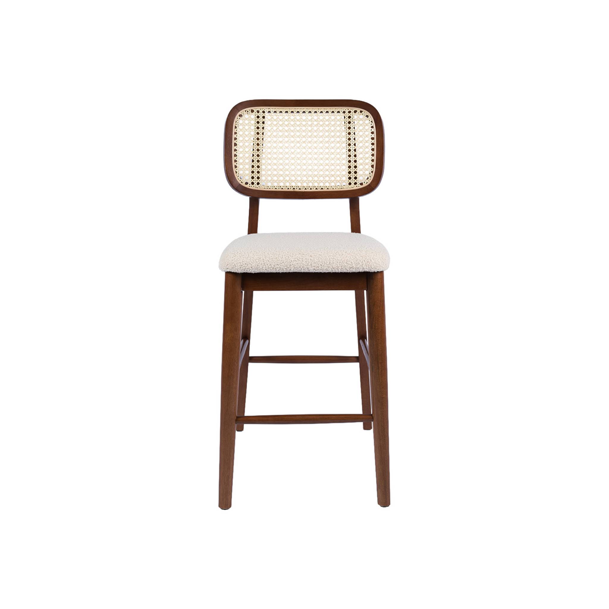 Tabouret de bar bois d'hévéa cannage et bouclette 66,5cm (lot de 2) MANI