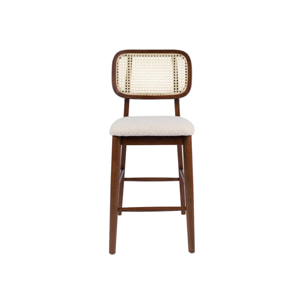 Tabouret de bar bois d'hévéa cannage et bouclette 66,5cm (lot de 2) MANI