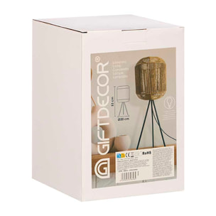 Lampada piedistallo design cilindro corda. Potenza massima 40W.