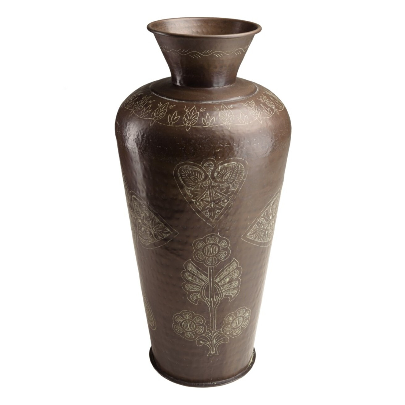 HONORE - Vase aluminium 40x85cm couleur cuivre foncé patine antique