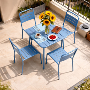 EVORA Table carrée 4 places 70x70cm bleu