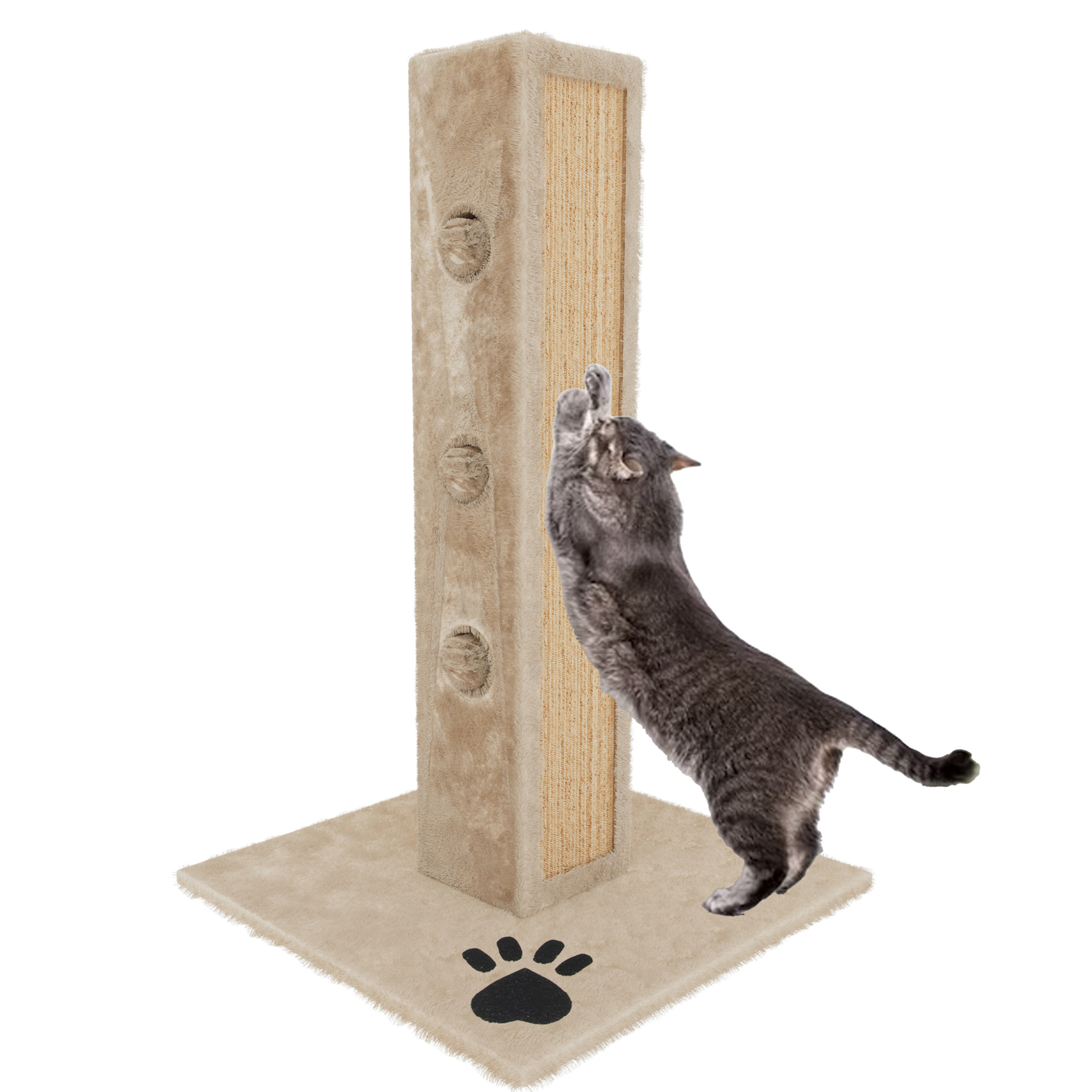 Albero per Gatto con Graffiatoio Cuccia Giocattolo Gatti Parco Giochi Tiragraffi in Sisal Naturale 80 x 45 x 45 cm Colore Beige Dixie