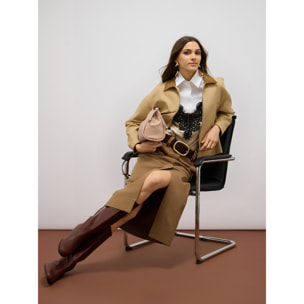Oltre - Gonna tubino cropped in misto cotone - Marrone