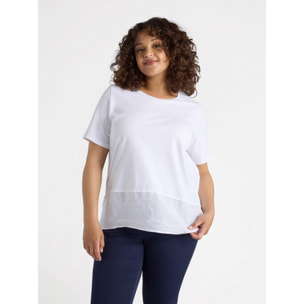 Fiorella Rubino - Camiseta boxy en dos tejidos - Blanco