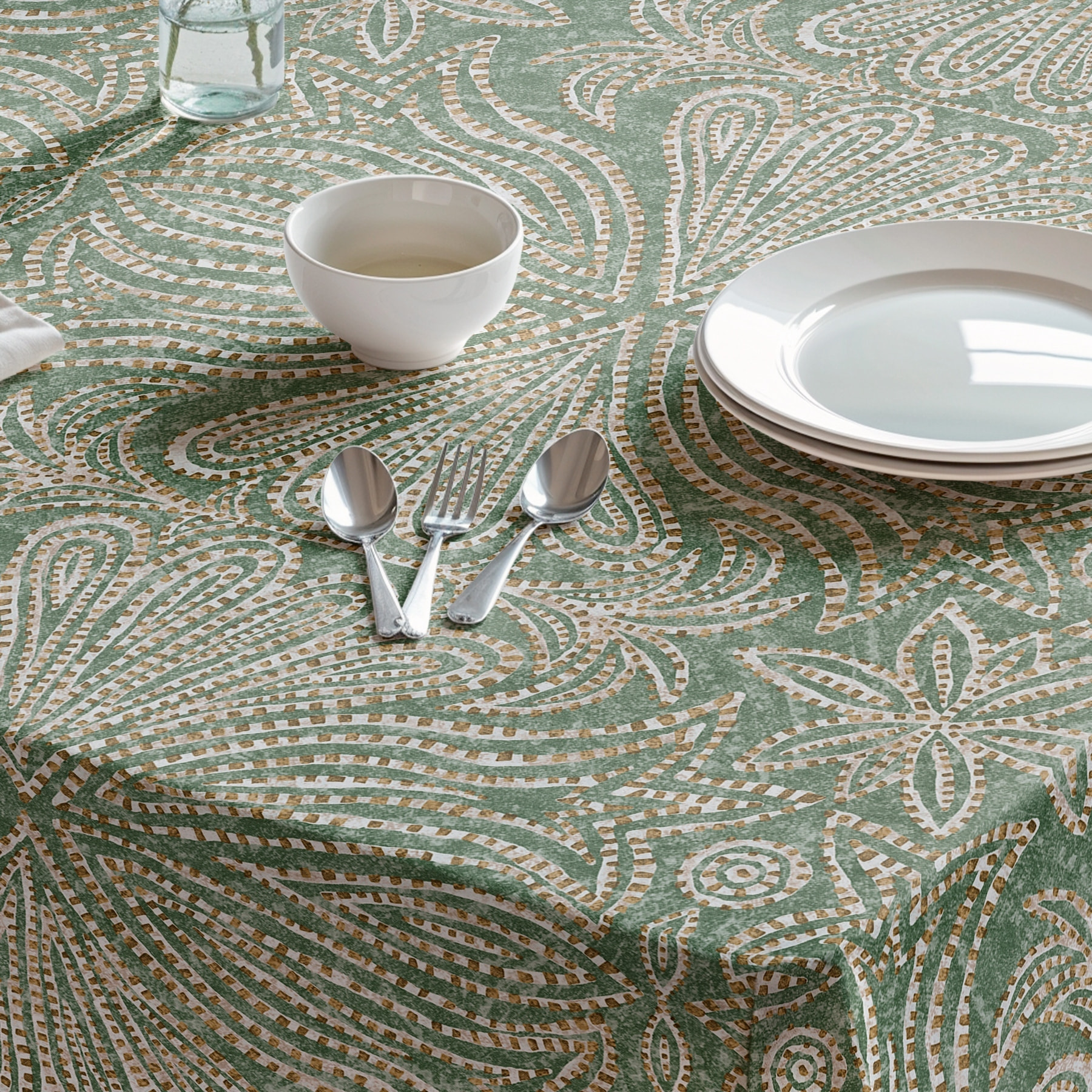 Mantel estampado antimanchas NIKOL VERDE