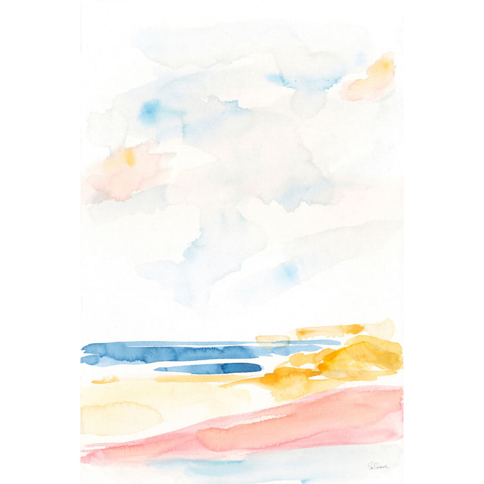 Peinture mer plage watercolor  Toile imprimée