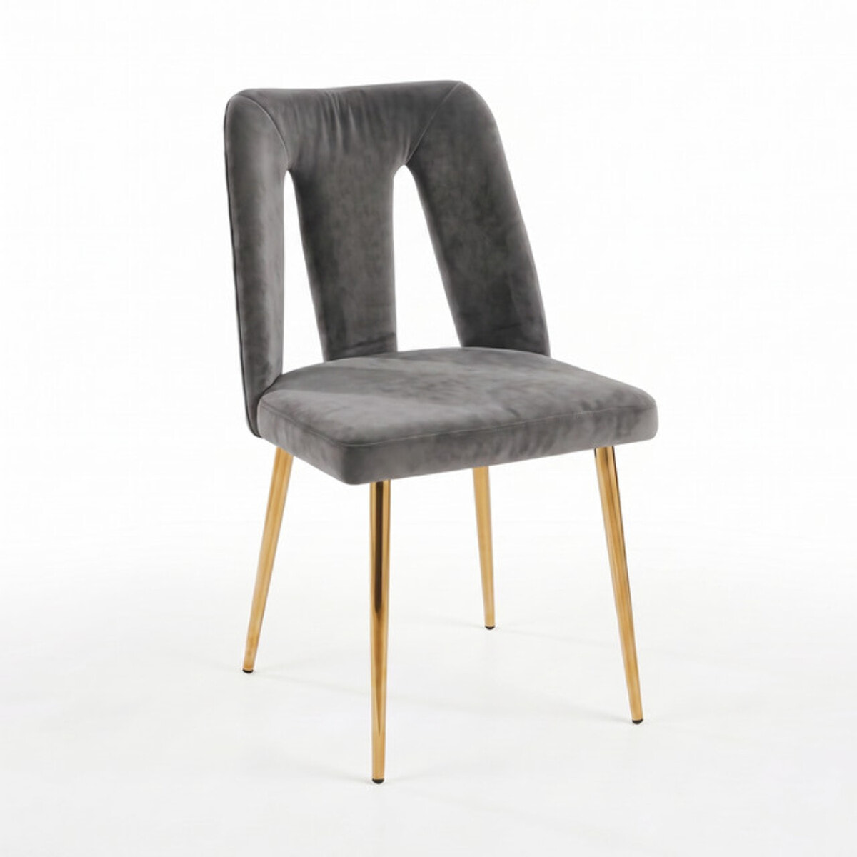 Sedia Imbottita in Effetto Velluto con Schienale Aperto e Gambe Oro, Design Moderno ed Elegante per Sala da Pranzo, Cucina, Soggiorno, Studio e Ufficio