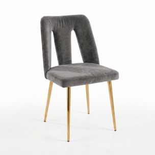 Sedia Imbottita in Effetto Velluto con Schienale Aperto e Gambe Oro, Design Moderno ed Elegante per Sala da Pranzo, Cucina, Soggiorno, Studio e Ufficio