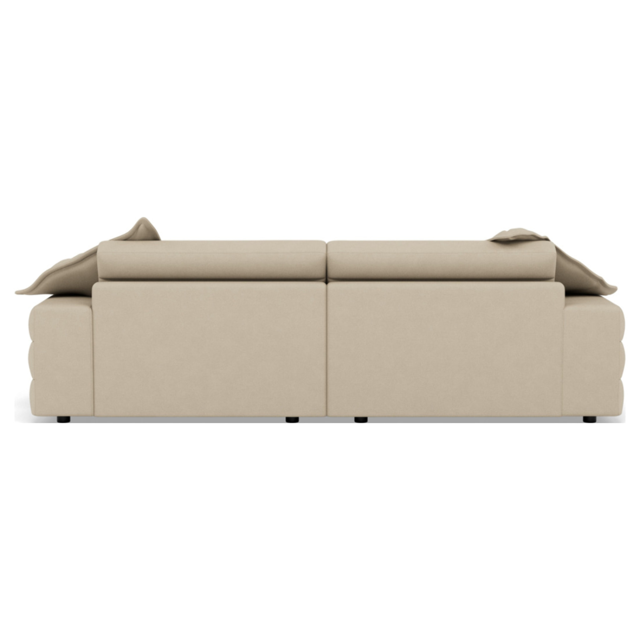 Giulia - canapé droit 4 places double méridienne - assise profonde - en tissu texturé - Beige