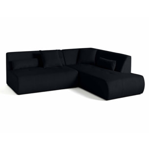 Onyx - canapé modulable d'angle droit - 5 places - en velours côtelé - Noir