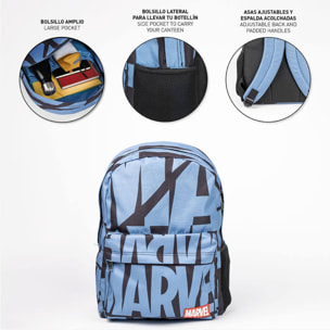 Mochila casual de marvel - color azul - 32x12x42 cm - fabricada en poliéster - estampado con motivos de marvel