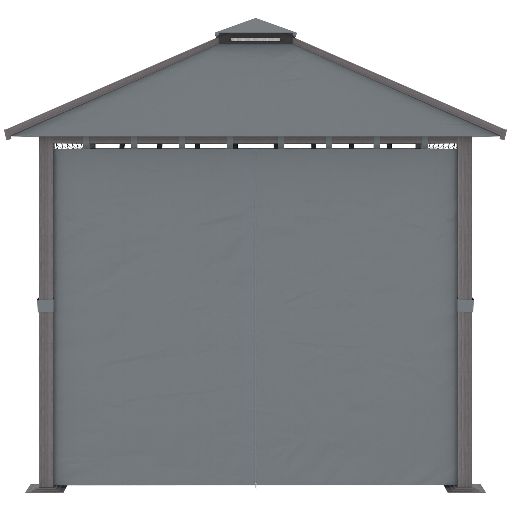 Pavillon de jardin style contemporain - barnum avec rideaux - dim. 2,96L x 2,96l x 2,8H m - alu. polyester gris