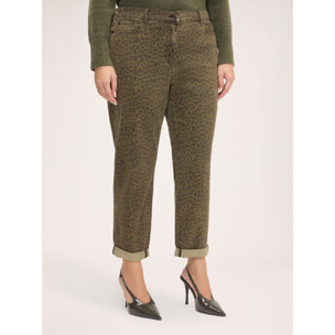 Fiorella Rubino - Jeans Barrel animalier - Verde militare