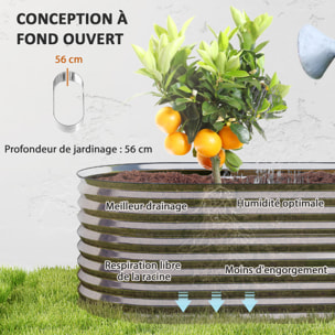 Carré potager de jardin L.160 x P.80 x H.56 cm modulable tôle d'acier galvanisée ondulée