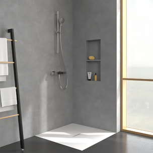 Mitigeur douche thermostatique Universal rectangle + Ensemble de douche Verve Showers chromé