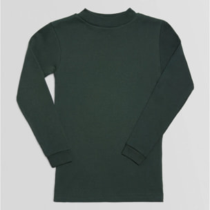 Maglietta dolcevita verde bottiglia a maniche lunghe e calda