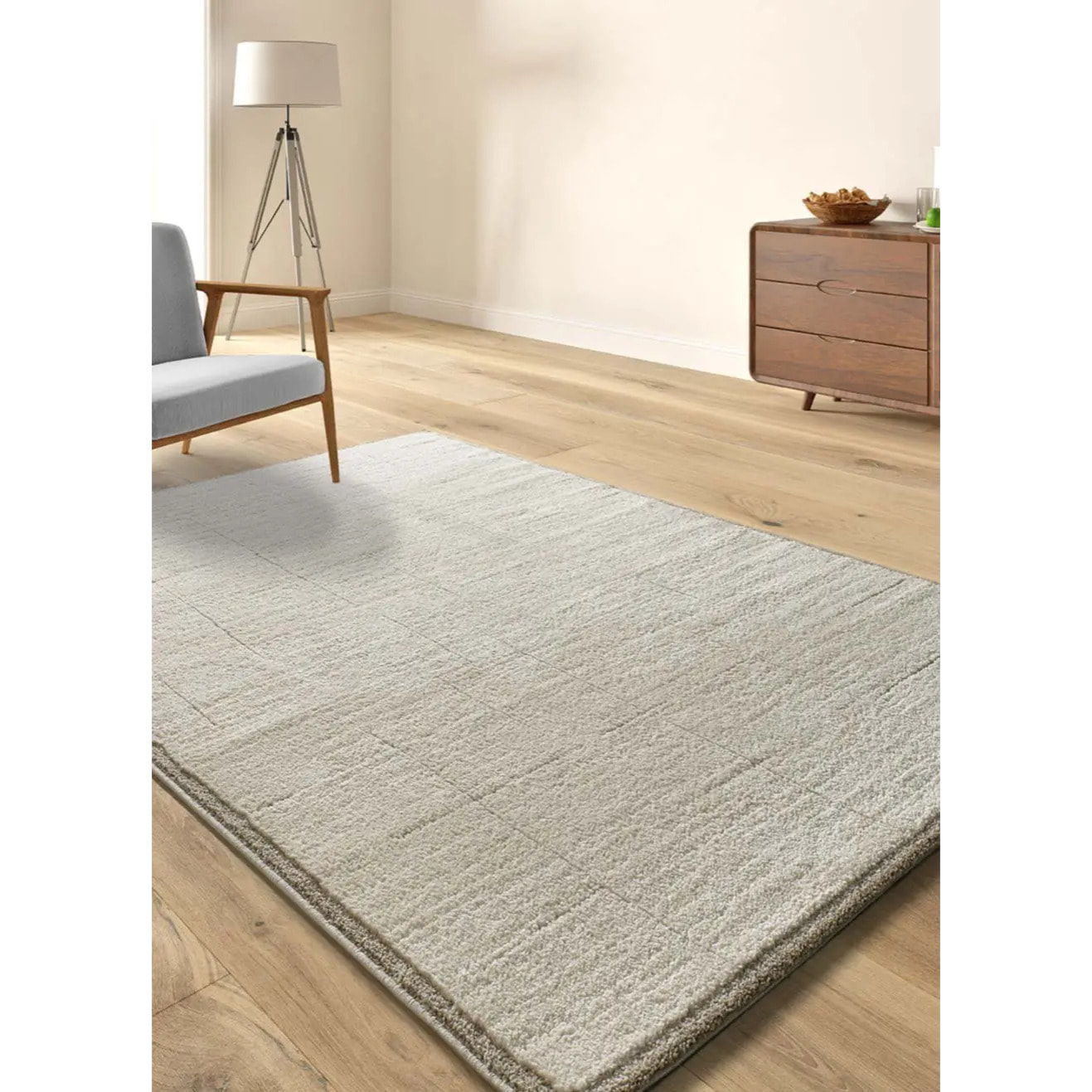 CANDELA Alfombra pelo corto diseño geométrico con relieve en crema, varias medidas disponibles