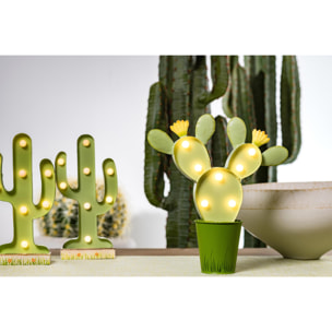 Cactus Con Luci. Altezza 29 Cm - Pezzi 1 - 25X29X9,5cm - Colore: Verde - Bianchi Dino - Decori Casa E Complementi