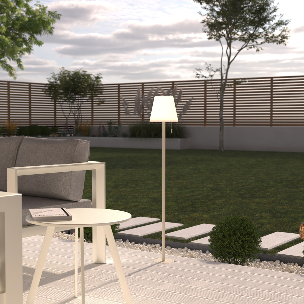 Lampadaire d'extérieur led "Zack" blanc H108cm