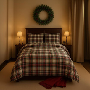 Completo lenzuola in cotone tartan scozzese con federe, set lenzuolo sopra e sotto con angoli, morbido e traspirante, resistente ai lavaggi, design caldo e tradizionale, ideale per inverno e uso quotidiano, qualità Made in Italy