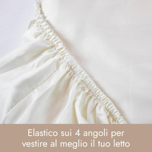 Intrecci Home Lenzuolo con Angoli, Lenzuolo Sotto in Raso di Puro Cotone Satin,Made in Italy, Morbidezza Suprema, Elegante e Confortevole, Tinta Unita