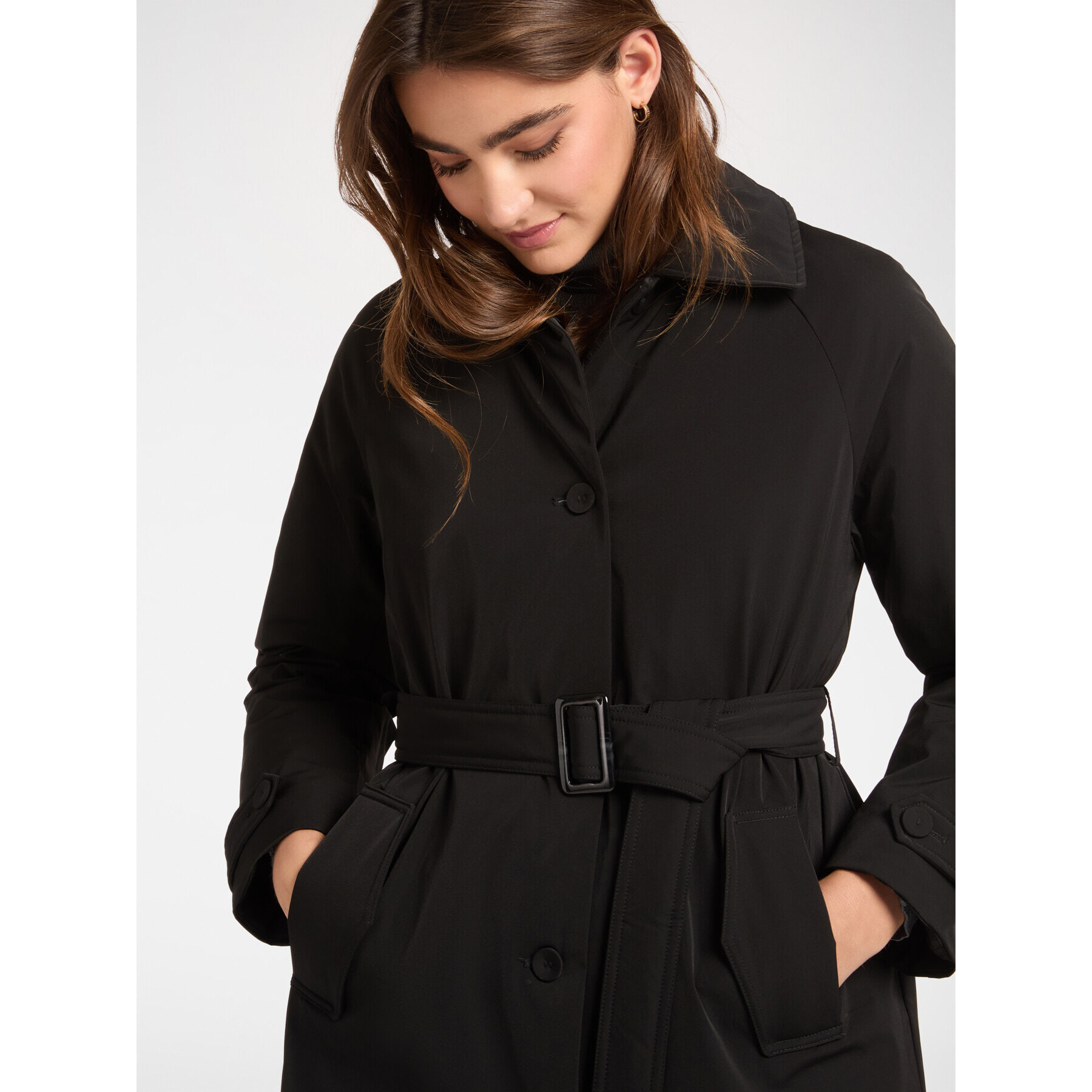 Elena Mirò - Plumífero largo con cinturón - Negro