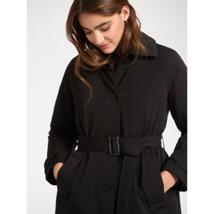 Elena Mirò - Plumífero largo con cinturón - Negro