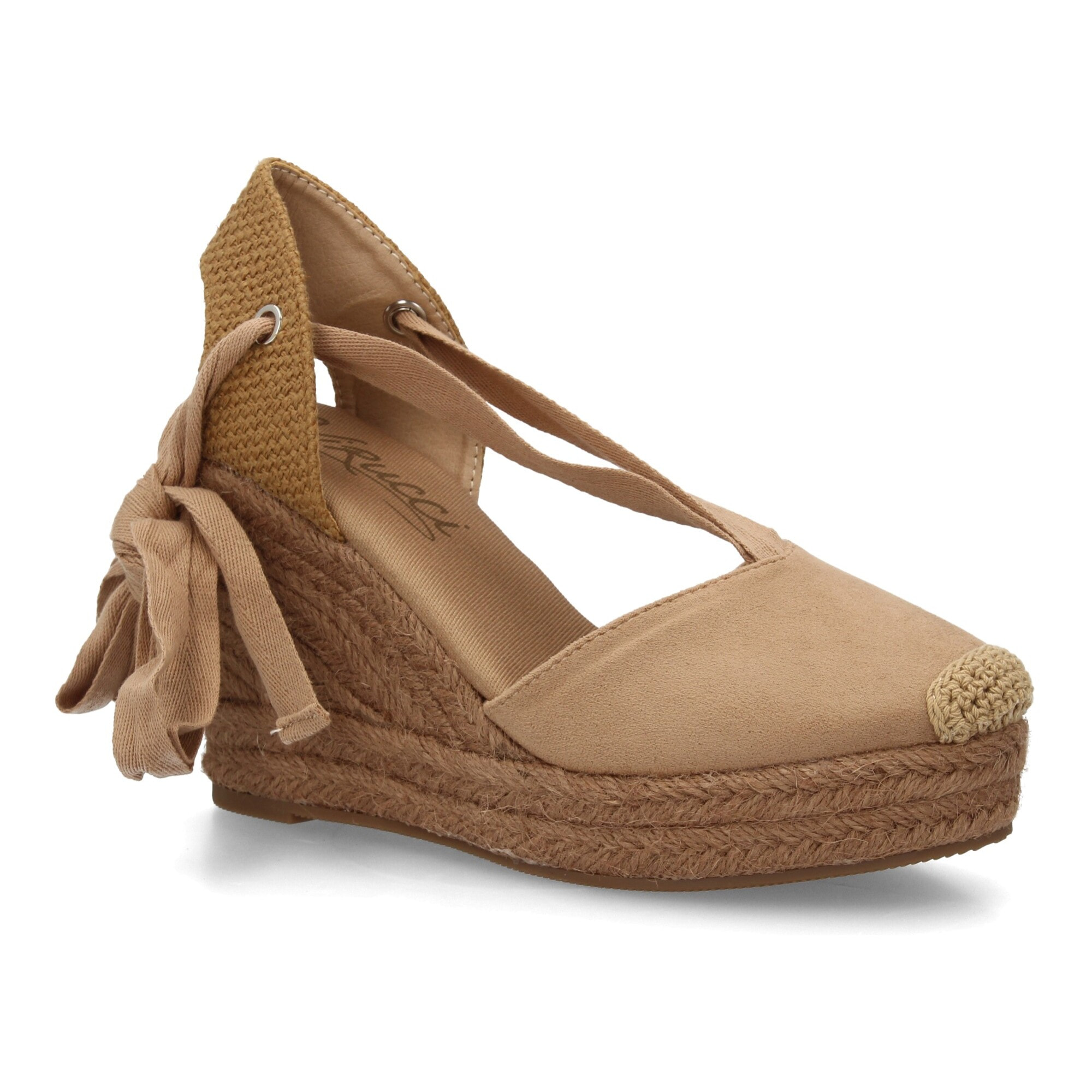 Alpargata de cuña alta de esparto con cintas