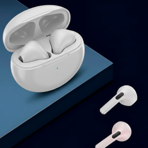 Auriculares TWS Pro 6, Bluetooth 5.3. Control táctil de reproducción musical y llamadas.